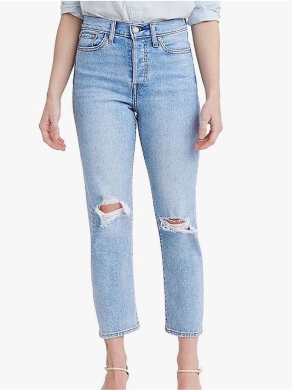 Levi's High-Rise Distressed Jeans wedgie straight distressed knee size 24